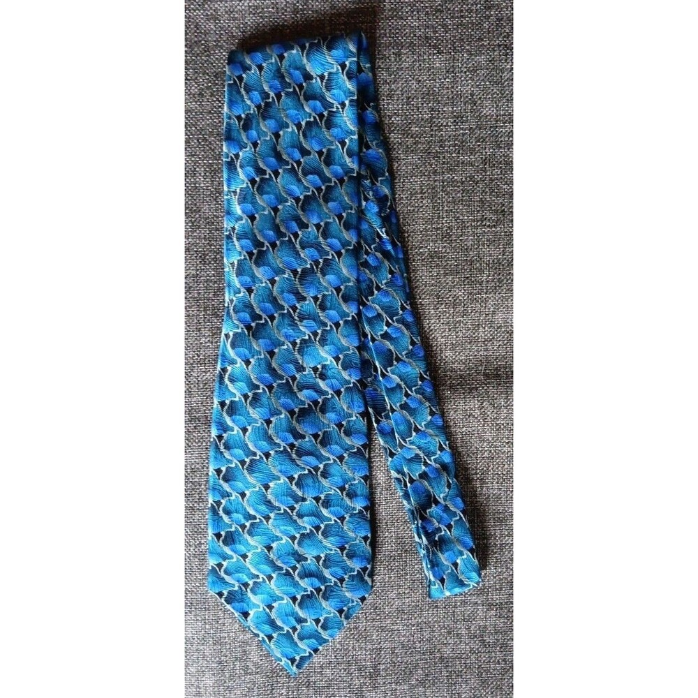 Tie 70s 80s 90s Y2K Mens The Nature Conservancy Blue Black Gray 4 Wide 58 Long